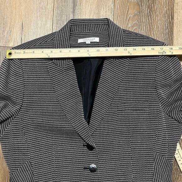 VTG Emanuel Ungaro Houndstooth Wool Blazer 3 Button Tie Back Lined Gray Size 14 - Picture 10 of 11